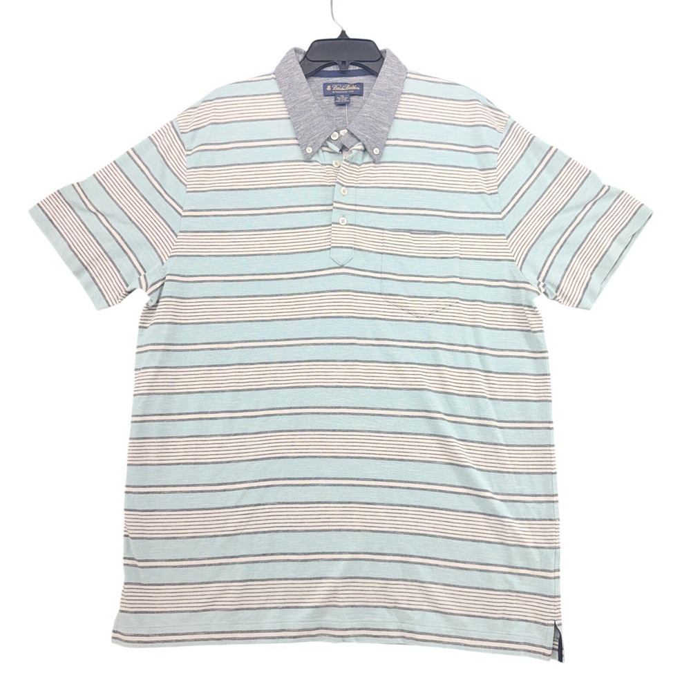 Brooks Brothers Polo Shirt Mens XL Aqua Blue Cotton Linen NWT New Short Sleeve